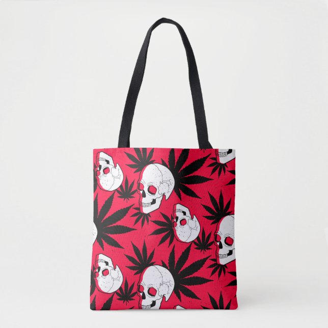 Bolso De Tela Maleza y calaveras en rojo (Anverso)