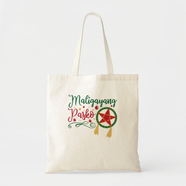 Bolso De Tela Maligayang Pasko Navidades filipinos Filipinas (Frente)
