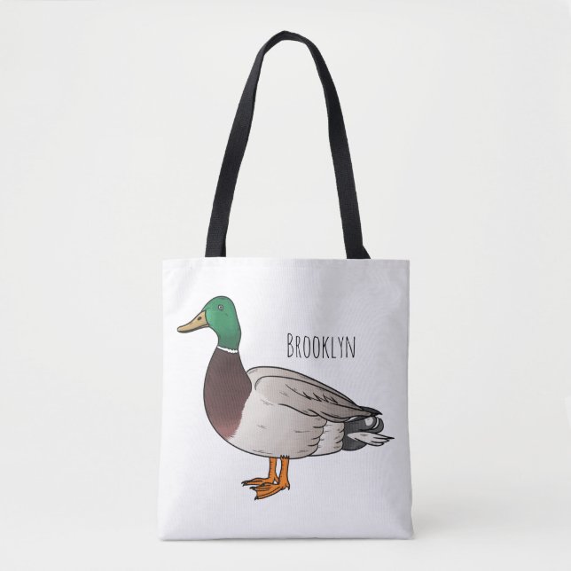Bolso De Tela Mallard duck cartoon illustration  (Anverso)