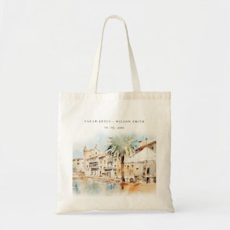 Bolso De Tela Mallorca España Paisaje Acuarela Boda