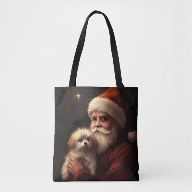 Bolso De Tela Maltés con Navidades festivos de Santa Claus (Anverso)