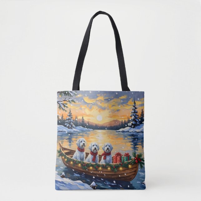 Bolso De Tela Maltese Christmas Boat Holiday (Anverso)