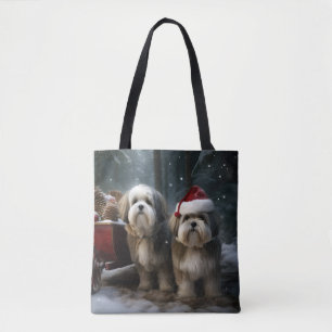Bolso De Tela Malti tzu Adorno de Navidad con Trineo Nevado