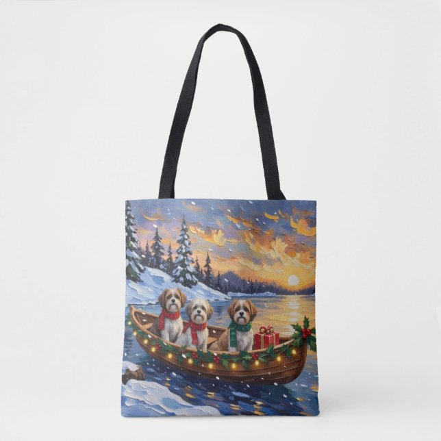 Bolso De Tela Malti Tzu Christmas Boat Holiday (Anverso)