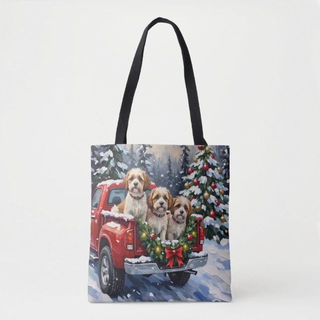 Bolso De Tela Malti-Tzu Christmas Red Truck Holiday (Anverso)