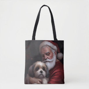 Bolso De Tela Malti Tzu con Santa Claus Navideño