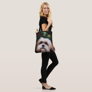 Bolso De Tela Malti Tzu Dog in St. Patrick's Day Dress