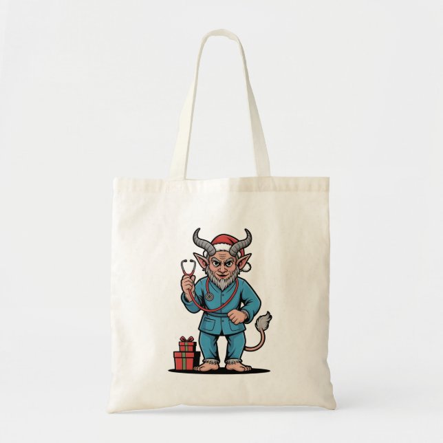 Bolso De Tela Malvado Krampus Enfermera Enfermería Navidades (Frente)