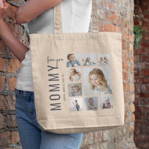 Bolso De Tela Mamá 9 Collage de Fotos Personalizado Mamá