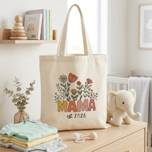 Bolso De Tela Mamá Botánica Año Retro Letra Floral