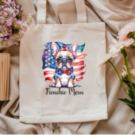 Bolso De Tela Mamá Bulldog Francés Bandera Patriótica de EE. UU.