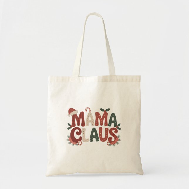 Bolso De Tela Mama Claus Navidad (Frente)