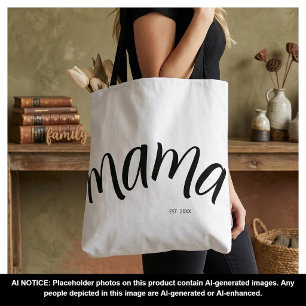Bolso De Tela Mamá con guión en negro y blanco establecida elega