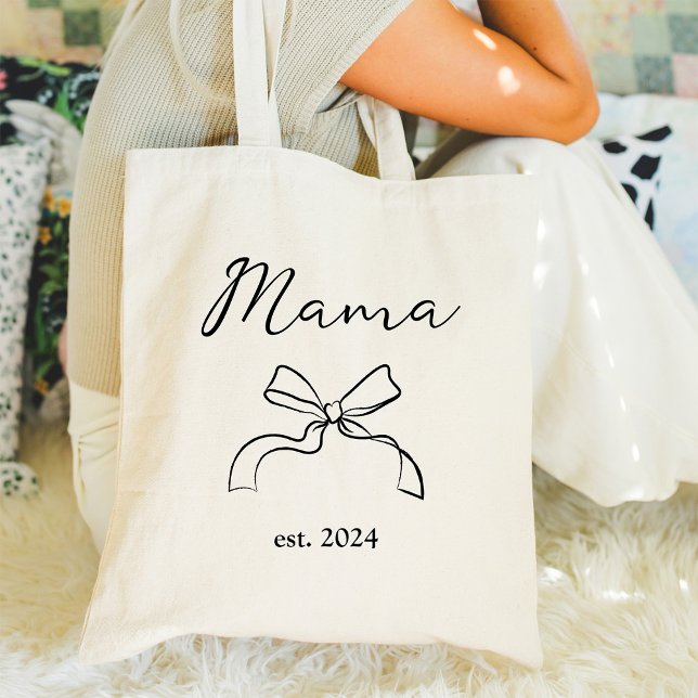 Bolso De Tela Mamá | Coquette Black Bow y Script Tote Bag (Subido por el creador)