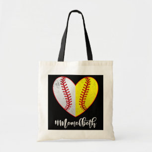 Bolso De Tela Mamá de ambos softball Día de la Madre en el Béisb