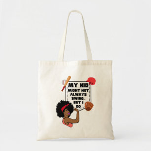 Bolso De Tela Mamá de béisbol Afro, MI HIJO PUEDE NO SIEMPRE NAD