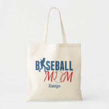 Mamá de béisbol monograma azul rojo lindo