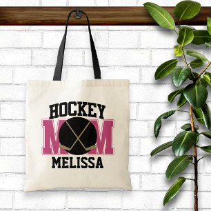 Bolso De Tela Mamá de hockey personalizada (PINK)