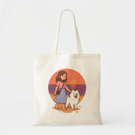Bolso De Tela Mamá de perro lindo paseando a su cachorro esponjo