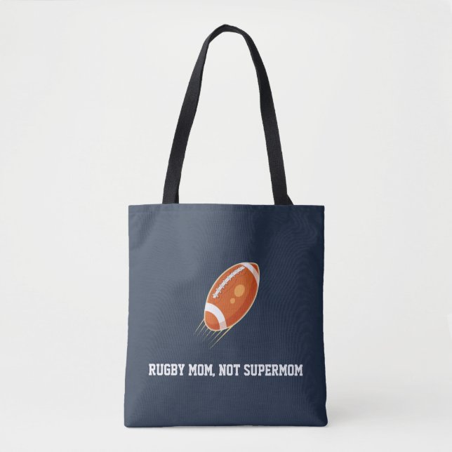 Bolso De Tela "Mamá de rugby, no supermamá" AMOR DE RUGBY (Anverso)