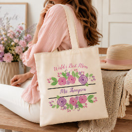 Bolso De Tela Mamá del Mundo Personalizada Nombre Personalizado