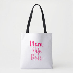 Bolso De Tela Mamá esposa jefe guión blanco rosado moda elegante