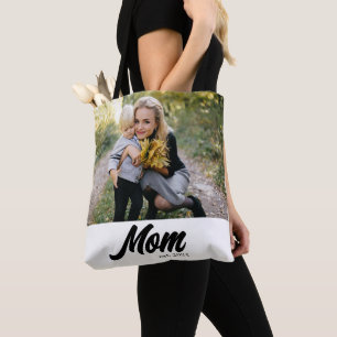 Bolso De Tela Mamá estableció el guión de foto blanca