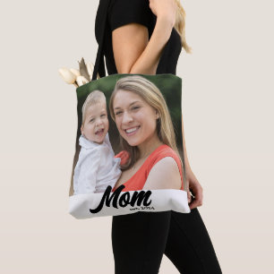 Bolso De Tela Mamá estableció el guión de foto blanca