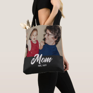 Bolso De Tela Mamá estableció el guión negro foto