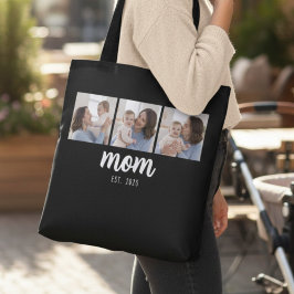 Bolso De Tela Mamá Estableció Escritura Negra 3 Fotos