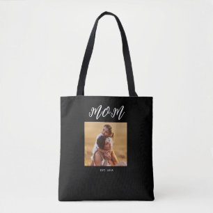Bolso De Tela Mamá Estableció Escritura Negra Foto