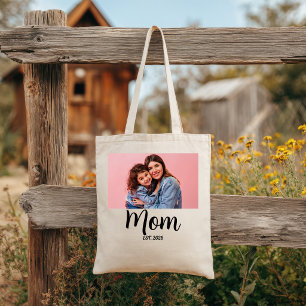 Bolso De Tela Mamá Estableció Escritura Negra Foto Día de las Ma