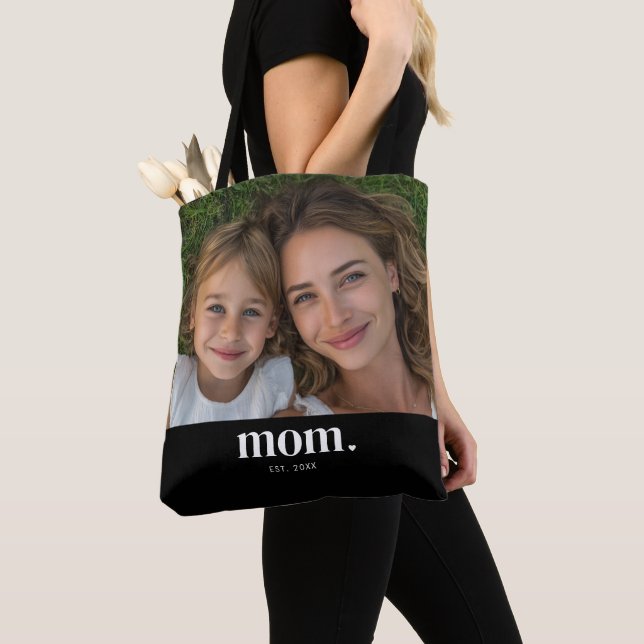 Bolso De Tela Mamá Estableció Foto Negra Moderna (Detalle)