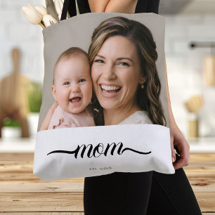 Bolso De Tela Mamá Estableció Foto Personalizada Año Blanco