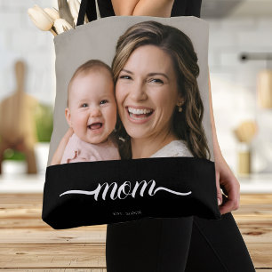 Bolso De Tela Mamá Estableció Foto Personalizada Año Negro