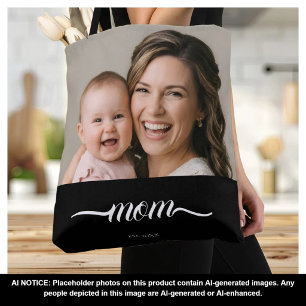 Bolso De Tela Mamá Estableció Foto Personalizada Año Negro