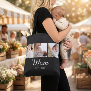 Bolso De Tela Mamá Estableció Guión Negro 3 Foto