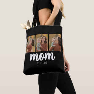 Bolso De Tela Mamá Estableció Guión Negro 3 Fotos