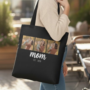 Bolso De Tela Mamá Estableció Guión Negro 3 Fotos