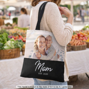 Bolso De Tela Mamá Estableció Guión Negro Foto