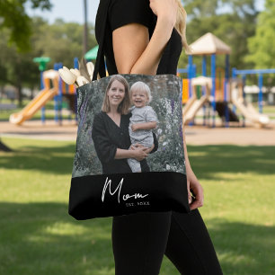 Bolso De Tela Mamá Estableció Guion Negro Foto