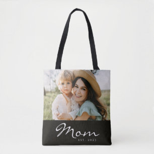 Bolso De Tela Mamá Estableció Guión Negro Foto