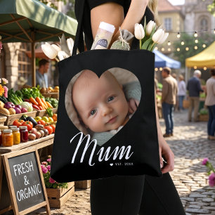 Bolso De Tela Mamá Estableció Letra Corazón Foto Negra