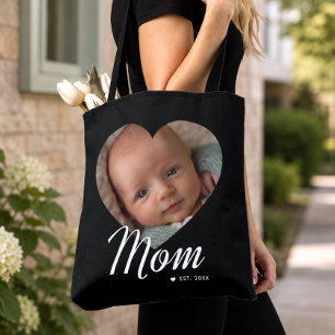 Bolso De Tela Mamá Estableció Letra Corazón Foto Negra