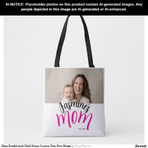 Bolso De Tela Mamá Estableció Nombre del Niño Personalizado Año