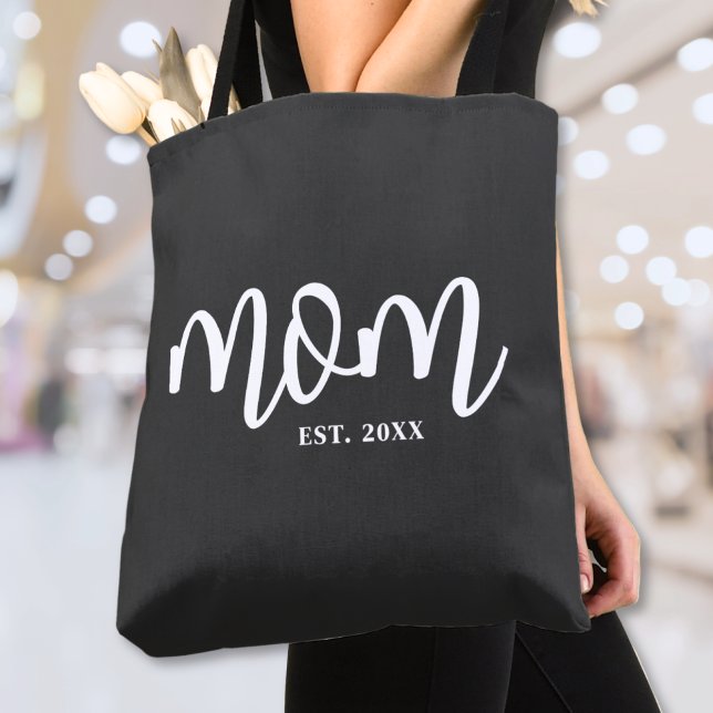 Bolso De Tela Mamá estableció nuevo regalo para mamá (Mom Established New Mom Gift Tote Bag)