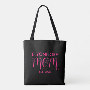 Bolso De Tela Mamá Estableció Regalo de Nueva Mamá Negro Nombre 