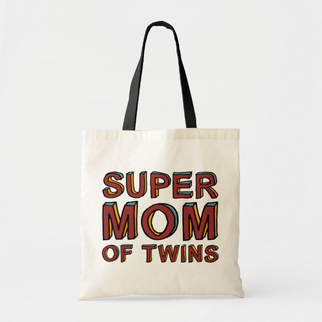 BOLSO DE TELA MAMÁ ESTUPENDA DE GEMELOS (Frente)