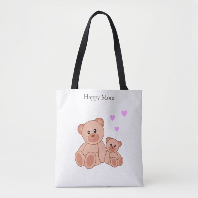 Bolso De Tela Mamá Feliz & Osos Lindos (Anverso)