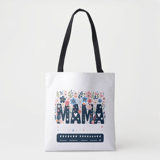 Bolso De Tela Mama Floral Heart – Boho Chic Mom Design (Anverso)